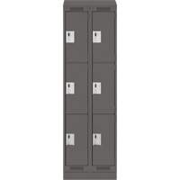 Clean Line Lockers, 3 -tier, Bank of 2, 24" x 18" x 82", Steel, Charcoal, Rivet (Assembled) Dufferin Supply