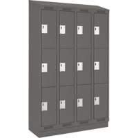 Clean Line Lockers, 3 -tier, Bank of 4, 48" x 18" x 82", Steel, Charcoal, Rivet (Assembled) Dufferin Supply