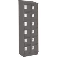 Clean Line Lockerette, 6 -tier, Bank of 2, 24" x 18" x 82", Steel, Charcoal, Rivet (Assembled) Dufferin Supply