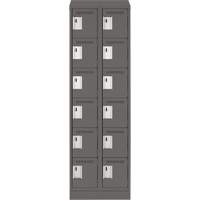Clean Line Lockerette, 6 -tier, Bank of 2, 24" x 18" x 82", Steel, Charcoal, Rivet (Assembled) Dufferin Supply