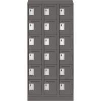 Clean Line Lockerette, 6 -tier, Bank of 3, 36" x 18" x 82", Steel, Charcoal, Rivet (Assembled) Dufferin Supply