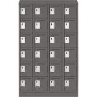 Clean Line Lockerette, 6 -tier, Bank of 4, 48" x 18" x 82", Steel, Charcoal, Rivet (Assembled) Dufferin Supply