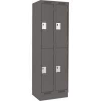 Clean Line Lockers, 2 -tier, Bank of 2, 24" x 18" x 76", Steel, Charcoal, Rivet (Assembled) Dufferin Supply
