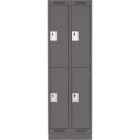 Clean Line Lockers, 2 -tier, Bank of 2, 24" x 18" x 76", Steel, Charcoal, Rivet (Assembled) Dufferin Supply