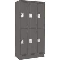 Clean Line Lockers, 2 -tier, Bank of 3, 36" x 18" x 76", Steel, Charcoal, Rivet (Assembled) Dufferin Supply