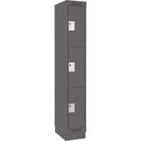 Clean Line Lockers, 3 -tier, 12" x 18" x 76", Steel, Charcoal, Rivet (Assembled) Dufferin Supply