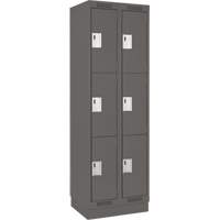 Clean Line Lockers, 3 -tier, Bank of 2, 24" x 18" x 76", Steel, Charcoal, Rivet (Assembled) Dufferin Supply