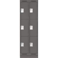 Clean Line Lockers, 3 -tier, Bank of 2, 24" x 18" x 76", Steel, Charcoal, Rivet (Assembled) Dufferin Supply