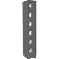 Clean Line Lockerette, 6 -tier, 12" x 18" x 76", Steel, Charcoal, Rivet (Assembled) Dufferin Supply