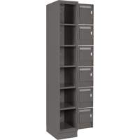 Clean Line Lockerette, 6 -tier, Bank of 4, 48" x 18" x 76", Steel, Charcoal, Rivet (Assembled) Dufferin Supply