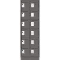 Clean Line Lockerette, 6 -tier, Bank of 2, 24" x 18" x 76", Steel, Charcoal, Rivet (Assembled) Dufferin Supply