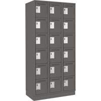 Clean Line Lockerette, 6 -tier, Bank of 3, 36" x 18" x 76", Steel, Charcoal, Rivet (Assembled) Dufferin Supply
