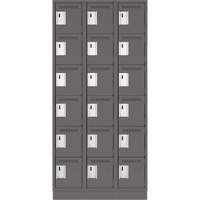Clean Line Lockerette, 6 -tier, Bank of 3, 36" x 18" x 76", Steel, Charcoal, Rivet (Assembled) Dufferin Supply