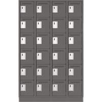 Clean Line Lockerette, 6 -tier, Bank of 4, 48" x 18" x 76", Steel, Charcoal, Rivet (Assembled) Dufferin Supply