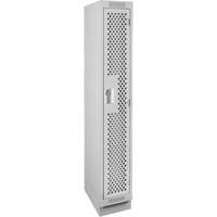 Clean Line Lockers, 12" x 15" x 76", Steel, Grey, Rivet (Assembled), Perforated Dufferin Supply