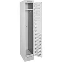 Clean Line Lockers, 12" x 15" x 76", Steel, Grey, Rivet (Assembled), Perforated Dufferin Supply