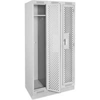 Clean Line Lockers, Bank of 3, 36" x 15" x 76", Steel, Grey, Rivet (Assembled), Perforated Dufferin Supply