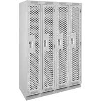 Clean Line Lockers, Bank of 4, 48" x 15" x 76", Steel, Grey, Rivet (Assembled), Perforated Dufferin Supply