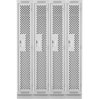 Clean Line Lockers, Bank of 4, 48" x 15" x 76", Steel, Grey, Rivet (Assembled), Perforated Dufferin Supply
