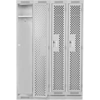 Clean Line Lockers, Bank of 4, 48" x 15" x 76", Steel, Grey, Rivet (Assembled), Perforated Dufferin Supply