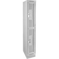 Clean Line Lockers, 2 -tier, 12" x 15" x 76", Steel, Grey, Rivet (Assembled), Perforated Dufferin Supply