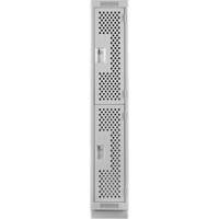 Clean Line Lockers, 2 -tier, 12" x 15" x 76", Steel, Grey, Rivet (Assembled), Perforated Dufferin Supply