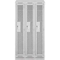 Clean Line Lockers, Bank of 3, 36" x 18" x 82", Steel, Grey, Rivet (Assembled), Perforated Dufferin Supply