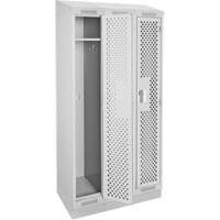 Clean Line Lockers, Bank of 3, 36" x 18" x 82", Steel, Grey, Rivet (Assembled), Perforated Dufferin Supply