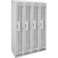 Clean Line Lockers, Bank of 4, 48" x 18" x 82", Steel, Grey, Rivet (Assembled), Perforated Dufferin Supply
