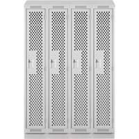 Clean Line Lockers, Bank of 4, 48" x 18" x 82", Steel, Grey, Rivet (Assembled), Perforated Dufferin Supply