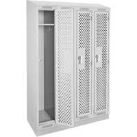 Clean Line Lockers, Bank of 4, 48" x 18" x 82", Steel, Grey, Rivet (Assembled), Perforated Dufferin Supply