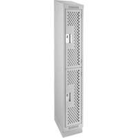 Clean Line Lockers, 2 -tier, 12" x 12" x 82", Steel, Grey, Rivet (Assembled), Perforated Dufferin Supply