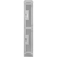 Clean Line Lockers, 2 -tier, 12" x 12" x 82", Steel, Grey, Rivet (Assembled), Perforated Dufferin Supply