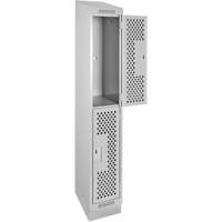 Clean Line Lockers, 2 -tier, 12" x 12" x 82", Steel, Grey, Rivet (Assembled), Perforated Dufferin Supply