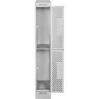 Clean Line Lockers, 2 -tier, 12" x 12" x 82", Steel, Grey, Rivet (Assembled), Perforated Dufferin Supply