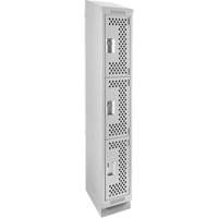 Clean Line Lockers, 3 -tier, 12" x 18" x 82", Steel, Grey, Rivet (Assembled), Perforated Dufferin Supply