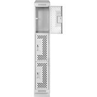 Clean Line Lockers, 3 -tier, 12" x 18" x 82", Steel, Grey, Rivet (Assembled), Perforated Dufferin Supply