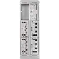 Clean Line Lockers, 3 -tier, Bank of 2, 24" x 18" x 82", Steel, Grey, Rivet (Assembled), Perforated Dufferin Supply
