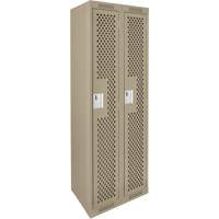 Clean Line Lockers, Bank of 2, 24" x 12" x 72", Steel, Beige, Rivet (Assembled), Perforated Dufferin Supply