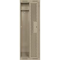 Clean Line Lockers, Bank of 2, 24" x 12" x 72", Steel, Beige, Rivet (Assembled), Perforated Dufferin Supply