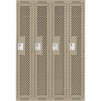 Clean Line Lockers, Bank of 4, 48" x 15" x 72", Steel, Beige, Rivet (Assembled), Perforated Dufferin Supply