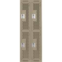 Clean Line Lockers, 2 -tier, Bank of 2, 24" x 12" x 72", Steel, Beige, Rivet (Assembled), Perforated Dufferin Supply