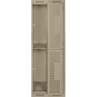 Clean Line Lockers, 2 -tier, Bank of 2, 24" x 12" x 72", Steel, Beige, Rivet (Assembled), Perforated Dufferin Supply