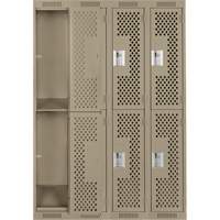 Clean Line Lockers, 2 -tier, Bank of 4, 48" x 15" x 72", Steel, Beige, Rivet (Assembled), Perforated Dufferin Supply