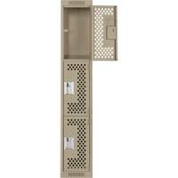 Clean Line Lockers, 3 -tier, 12" x 12" x 72", Steel, Beige, Rivet (Assembled), Perforated Dufferin Supply