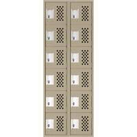 Assembled Lockerettes Clean Line Perforated Economy Lockers, 6 -tier, Bank of 2, 18" x 72" x 12", Steel Dufferin Supply