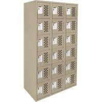Assembled Lockerettes Clean Line Perforated Economy Lockers, 6 -tier, Bank of 3, 18" x 72" x 12", Steel Dufferin Supply