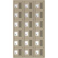 Assembled Lockerettes Clean Line Perforated Economy Lockers, 6 -tier, Bank of 3, 18" x 72" x 12", Steel Dufferin Supply