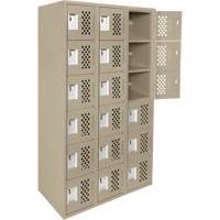 Assembled Lockerettes Clean Line Perforated Economy Lockers, 6 -tier, Bank of 3, 18" x 72" x 12", Steel Dufferin Supply