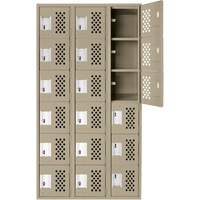 Assembled Lockerettes Clean Line Perforated Economy Lockers, 6 -tier, Bank of 3, 18" x 72" x 12", Steel Dufferin Supply